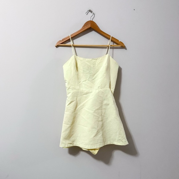 Zara Dresses & Skirts - 3/$20⚡️ Zara Pale Yellow Mini Dress Romper Sleeveless Square Neck Summer